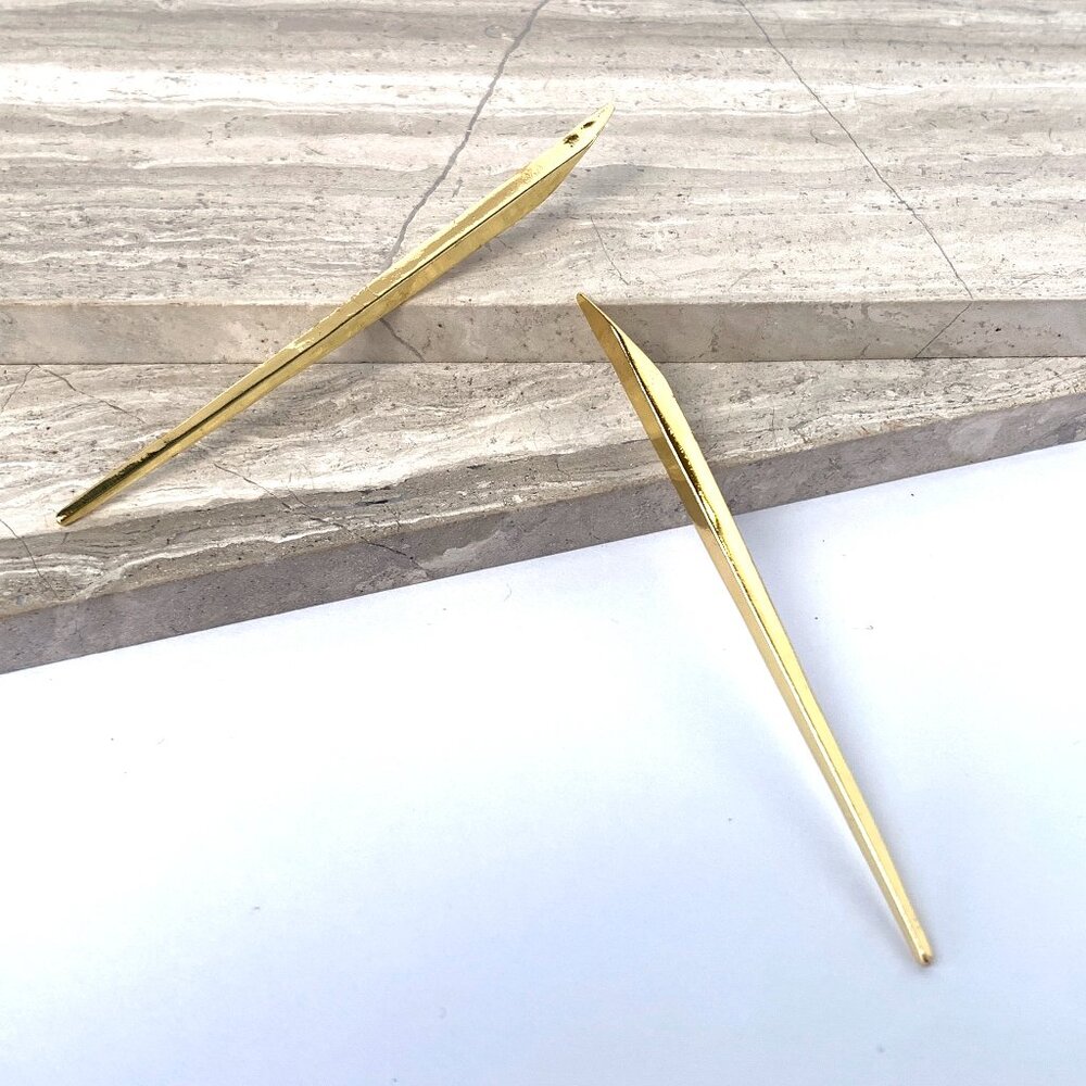 New ~ Anthropologie Gold Long Angled Bar Earrings